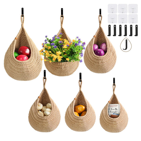 LOCS MICRAI cestas colgantes para frutas de 6 piezas, útiles y decorativas en la cocina.