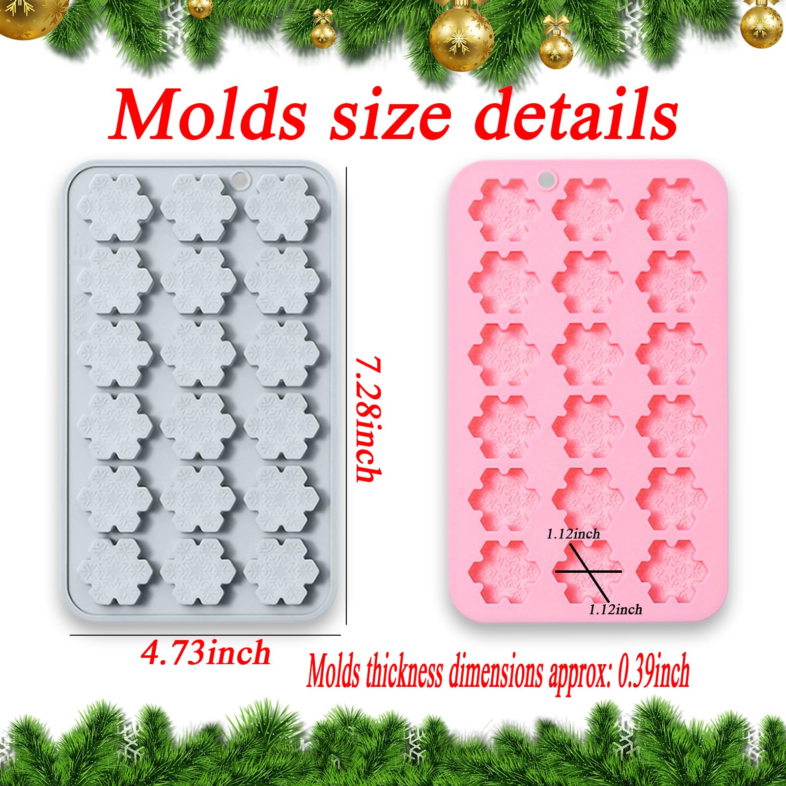 Lodeihoo: dos moldes de silicona para copo de nieve, prácticos para repostería festiva.