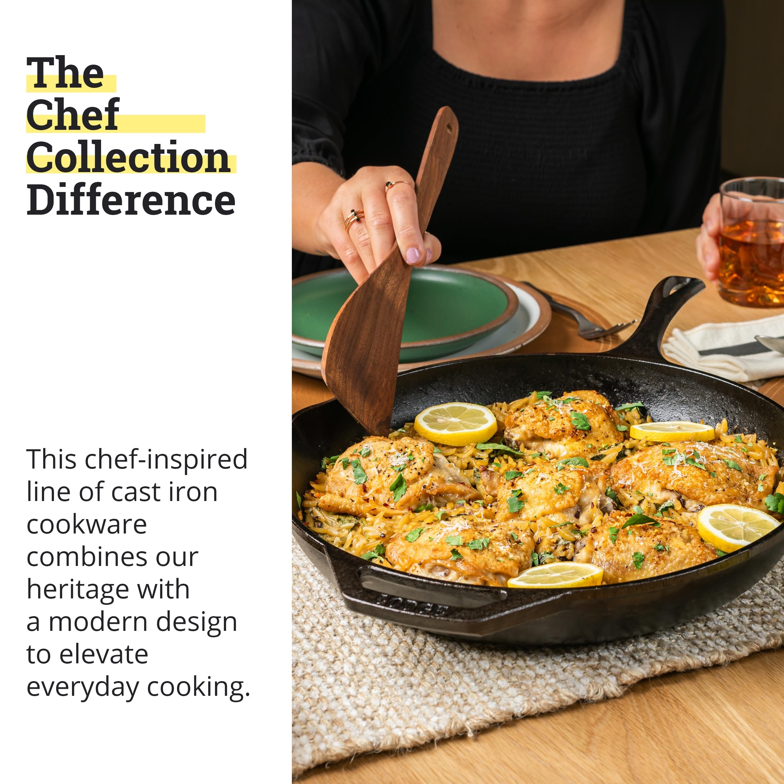 Lodge Chef Collection sarten 13-25 uso en horno-estufa-parrilla-fuego para versatilidad.