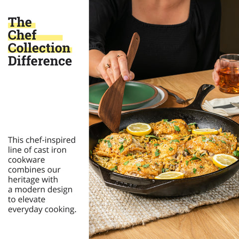 Lodge Chef Collection sarten 13-25 uso en horno-estufa-parrilla-fuego para versatilidad.