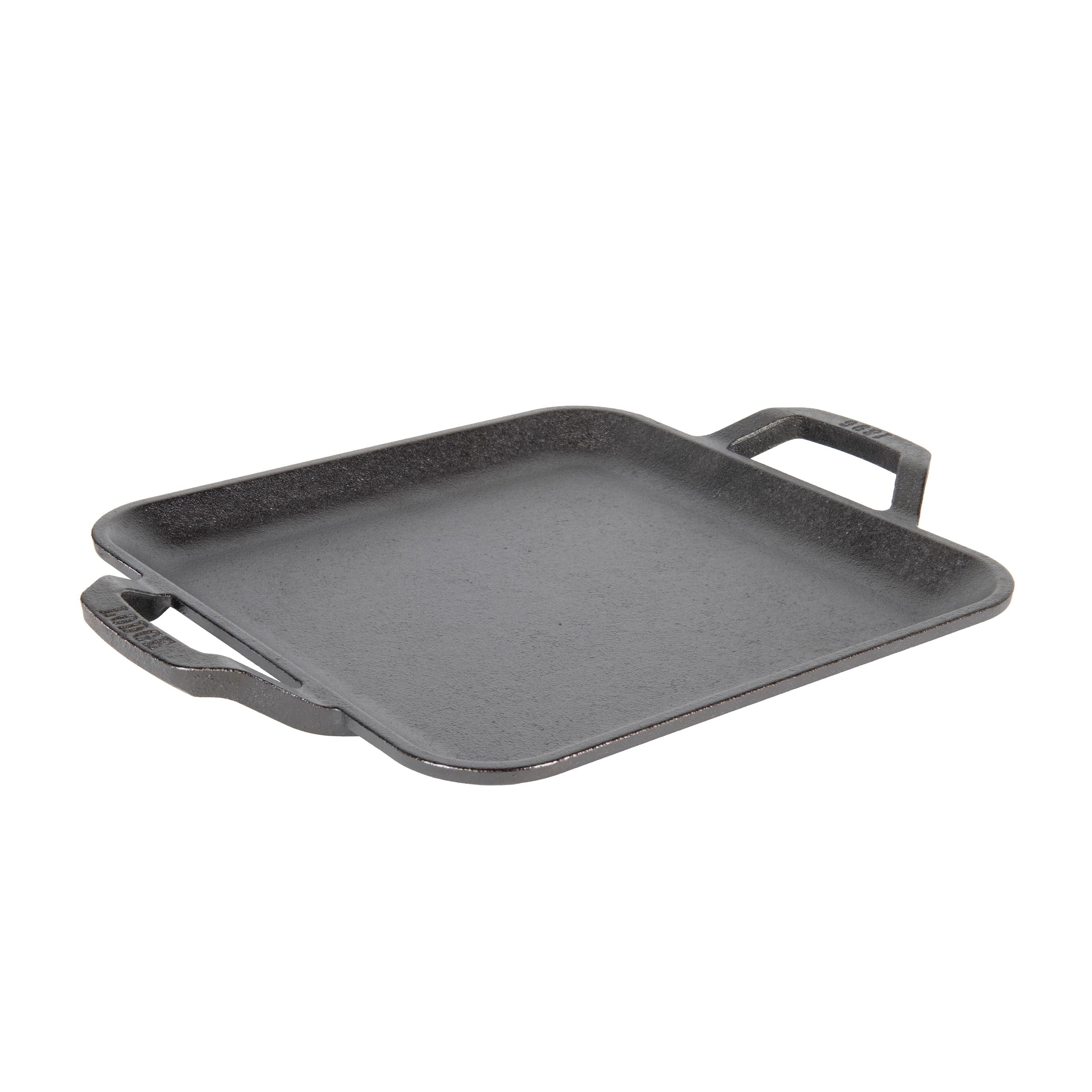 Lodge plancha cuadrada de hierro fundido 11 pulgadas con asa doble para manejo cómodo