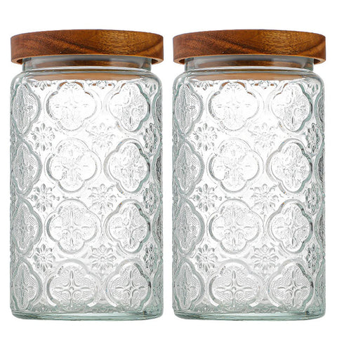 Las jarras LODIKE de 1000 ml con tapa de madera ofrecen frescura y orden.