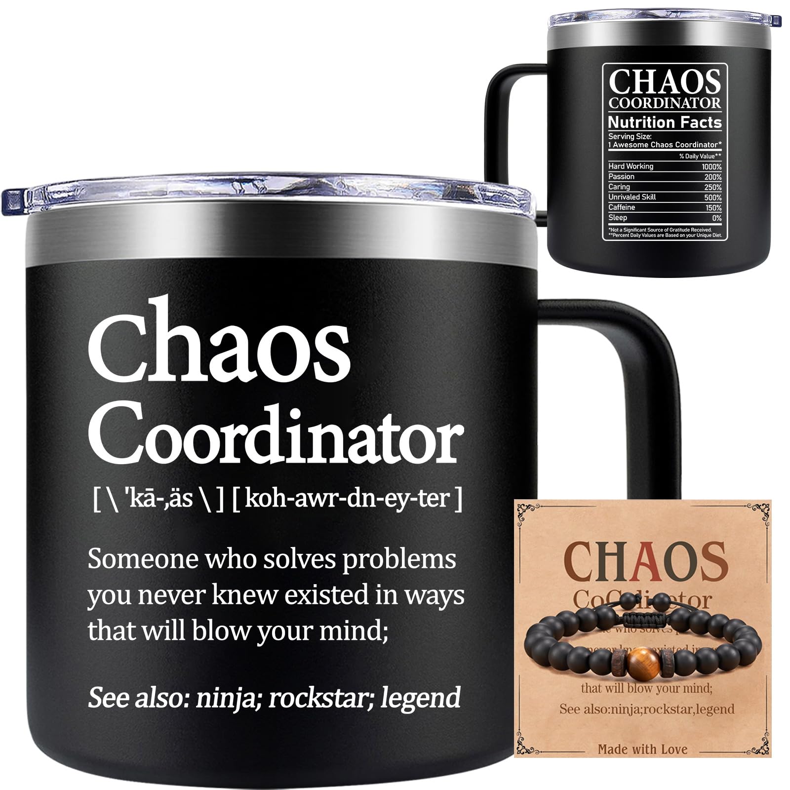 Loecuxe Chaos Coordinator Mug 14oz: taza 14oz para mantener el calor en la oficina.