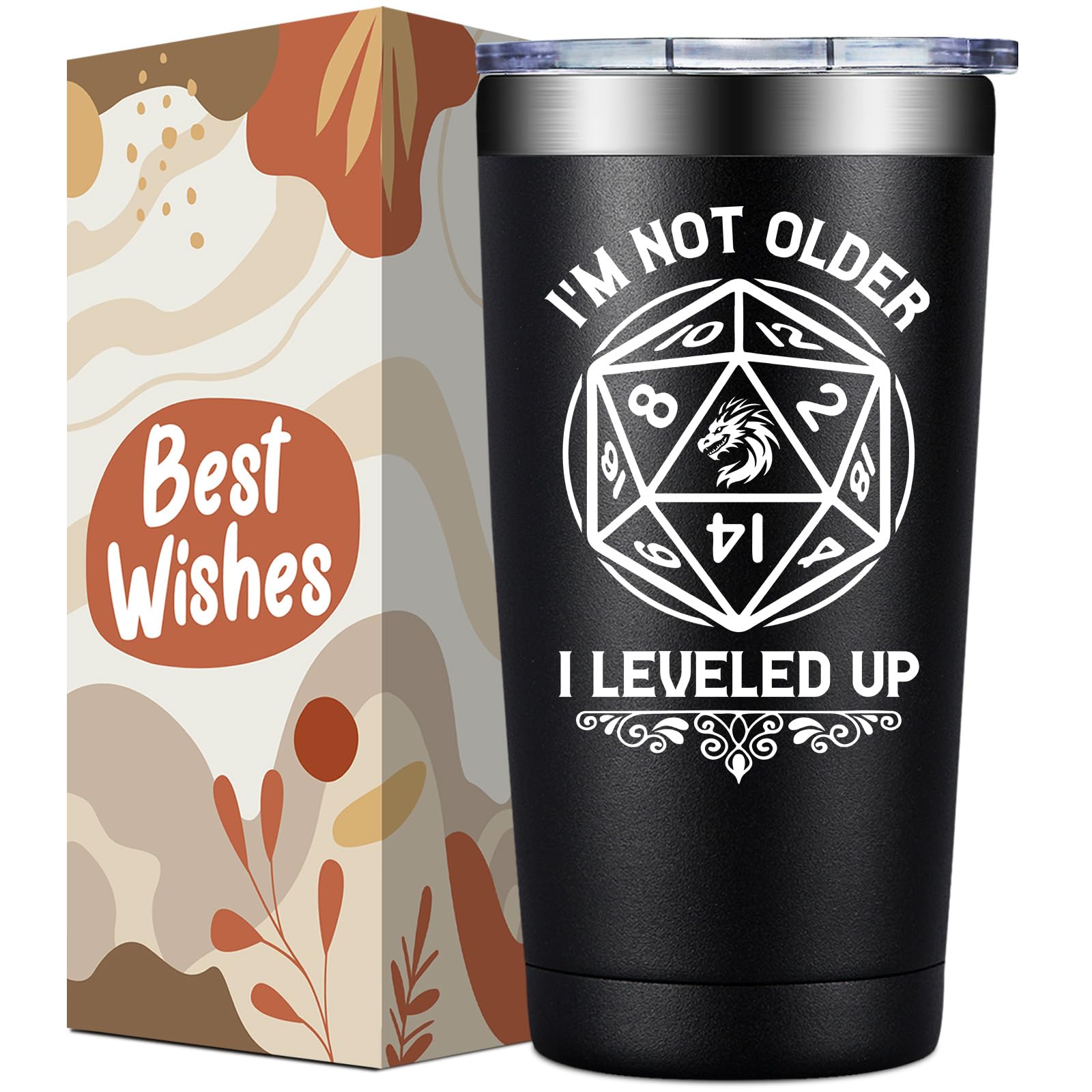 Loecuxe Taza 20oz con tapa deslizante mantiene bebidas a temperatura óptima.