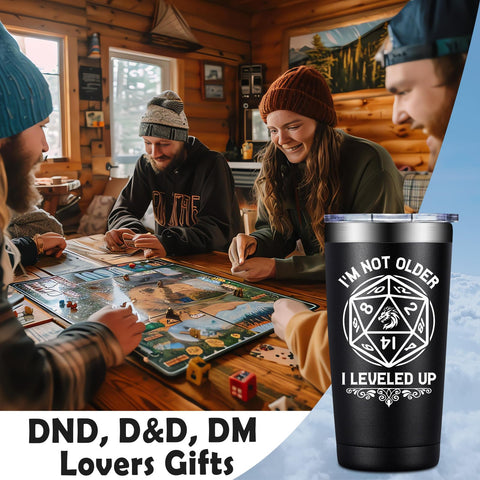 Loecuxe Regalo Mazmorras y Dragones para hombre: taza 20oz portátil.