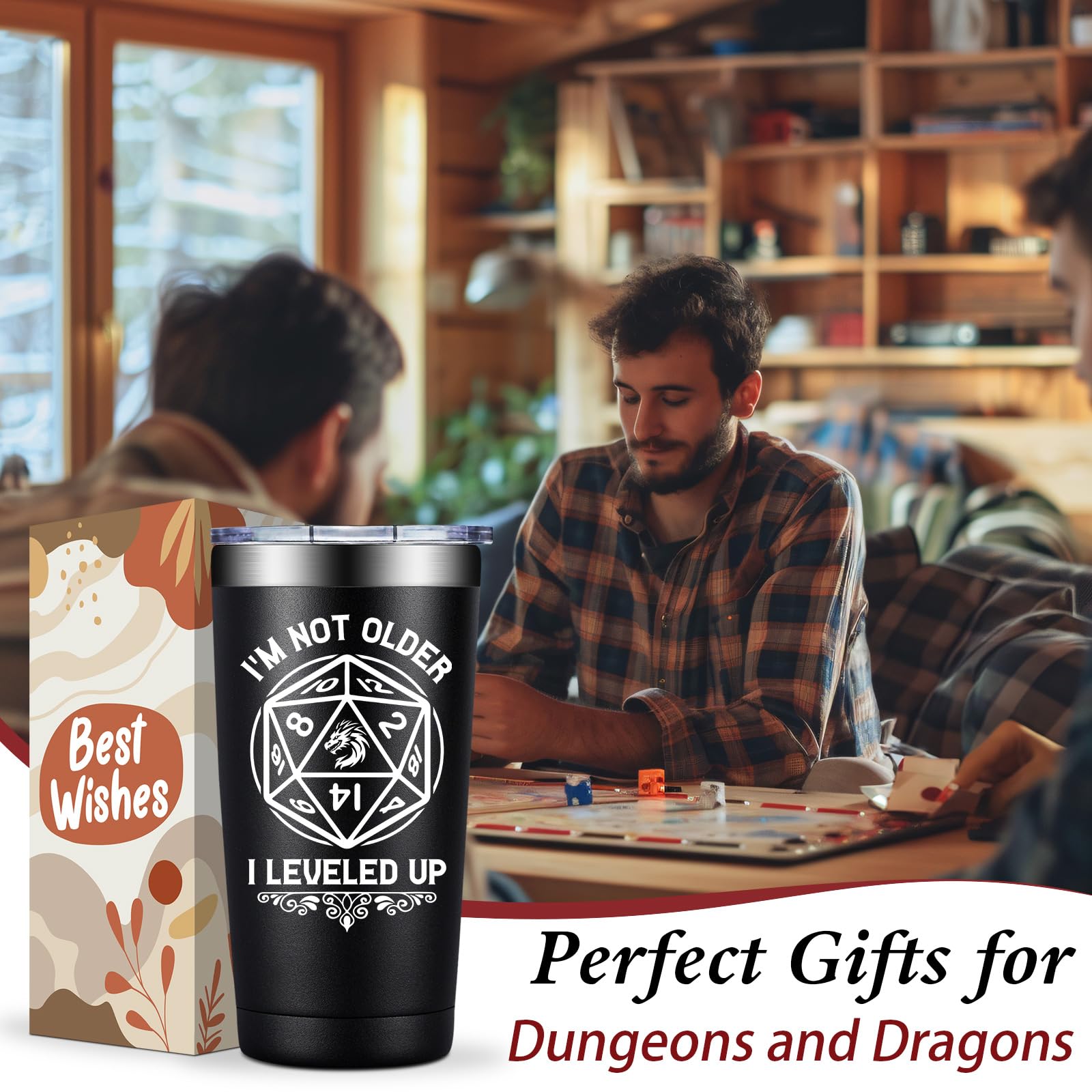Loecuxe Regalo Mazmorras y Dragones para mujer: taza 20oz uso diario.