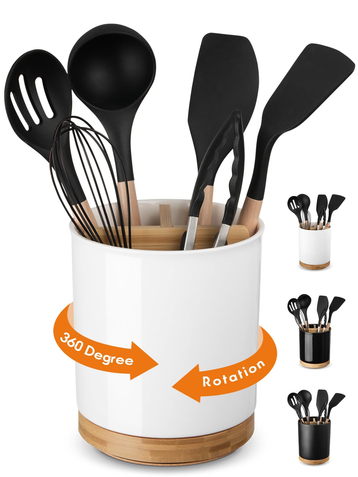 LoeJan base utensilios 360° con giro suave para acceso rápido en la encimera