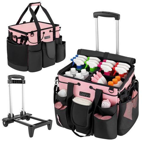 LOEUO bolsa de limpieza con ruedas y carro desmontable, práctico para movilidad diaria.