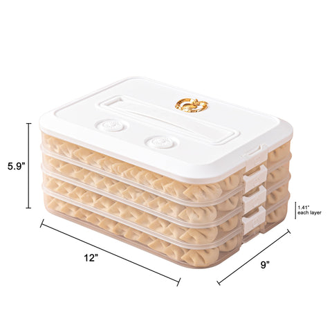 LOEZ contenedor gyoza con tapa resistente para mantener la frescura de las empanadillas.
