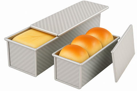 Logario Pullman pan grande 13x5 con tapa para hogazas doradas.