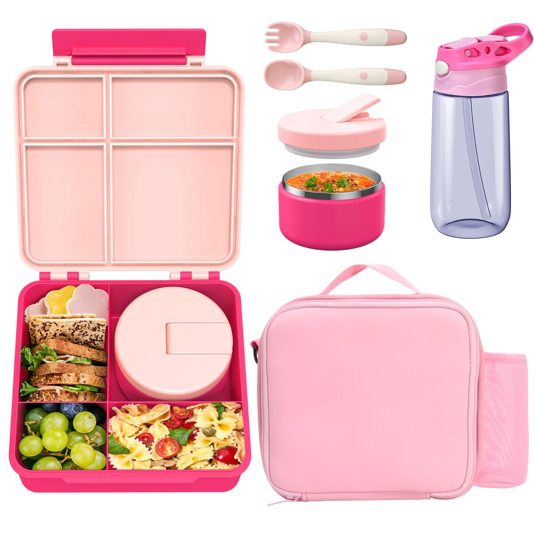 Lonchera LOHASOK con bento de cuatro compartimentos para escuela y desayunos variados