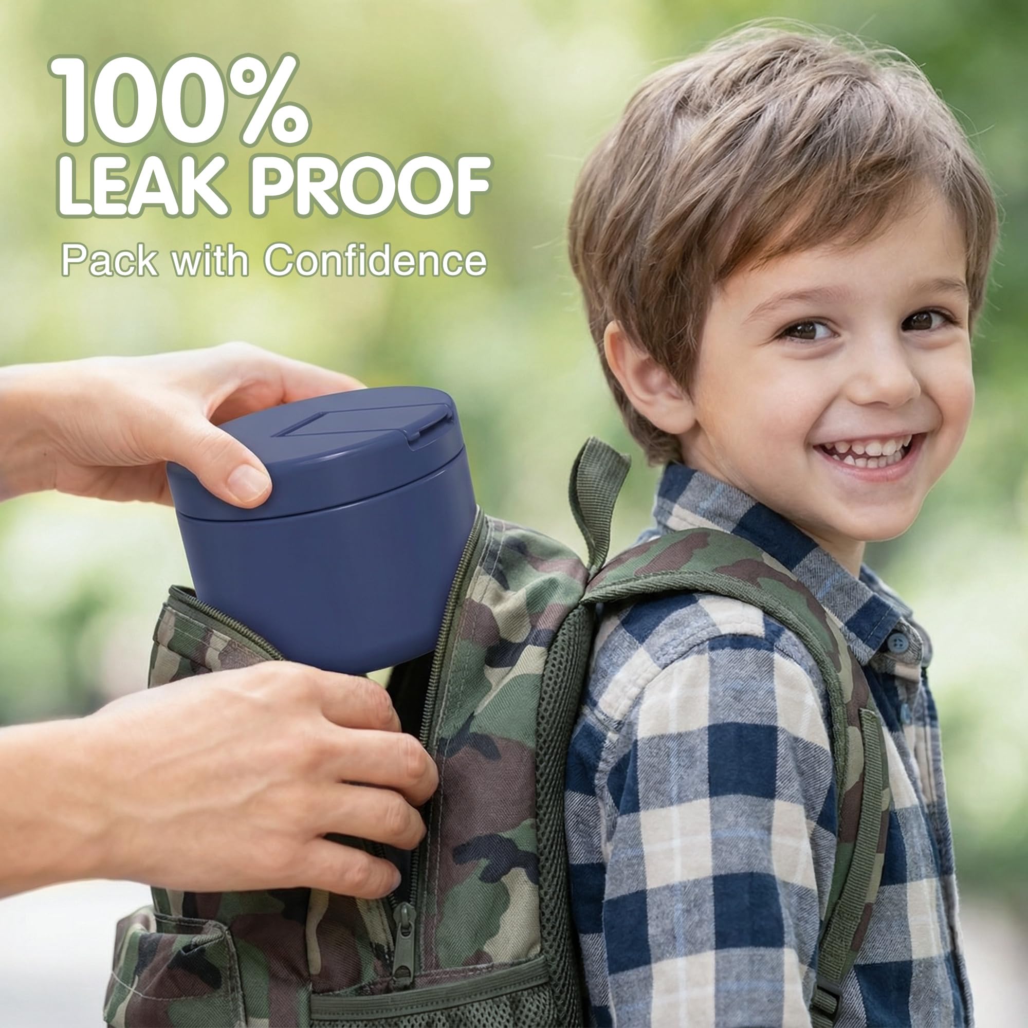 LOHASOK termo para niños a prueba de fugas azul: seguridad en mochilas.