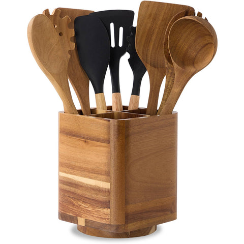LOHONER porta-utensilios de madera con giro de 360°, máximo alcance en la cocina.