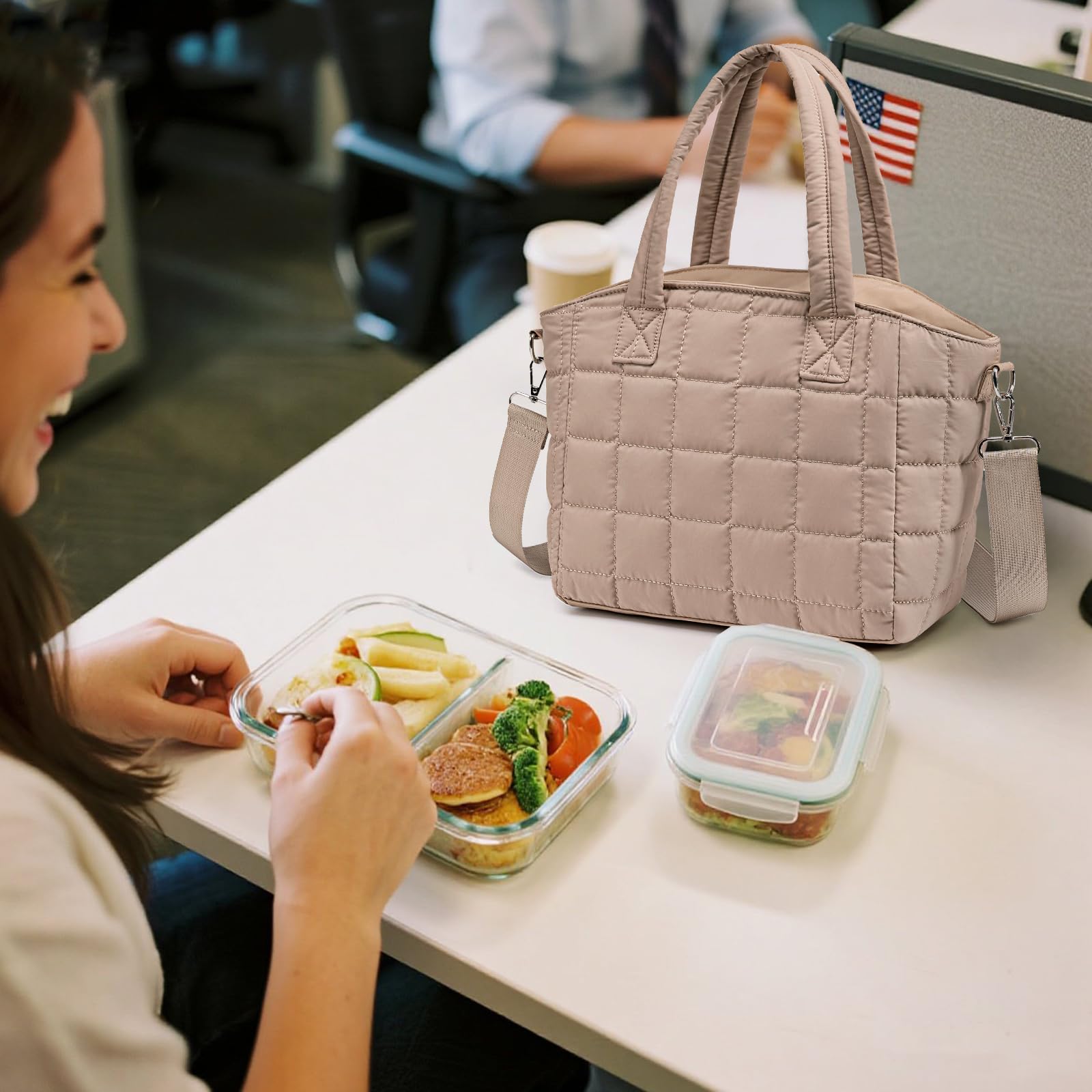 LOIDOU bolsa de almuerzo con correa ajustable, transporte cómodo durante el trabajo o viajes.