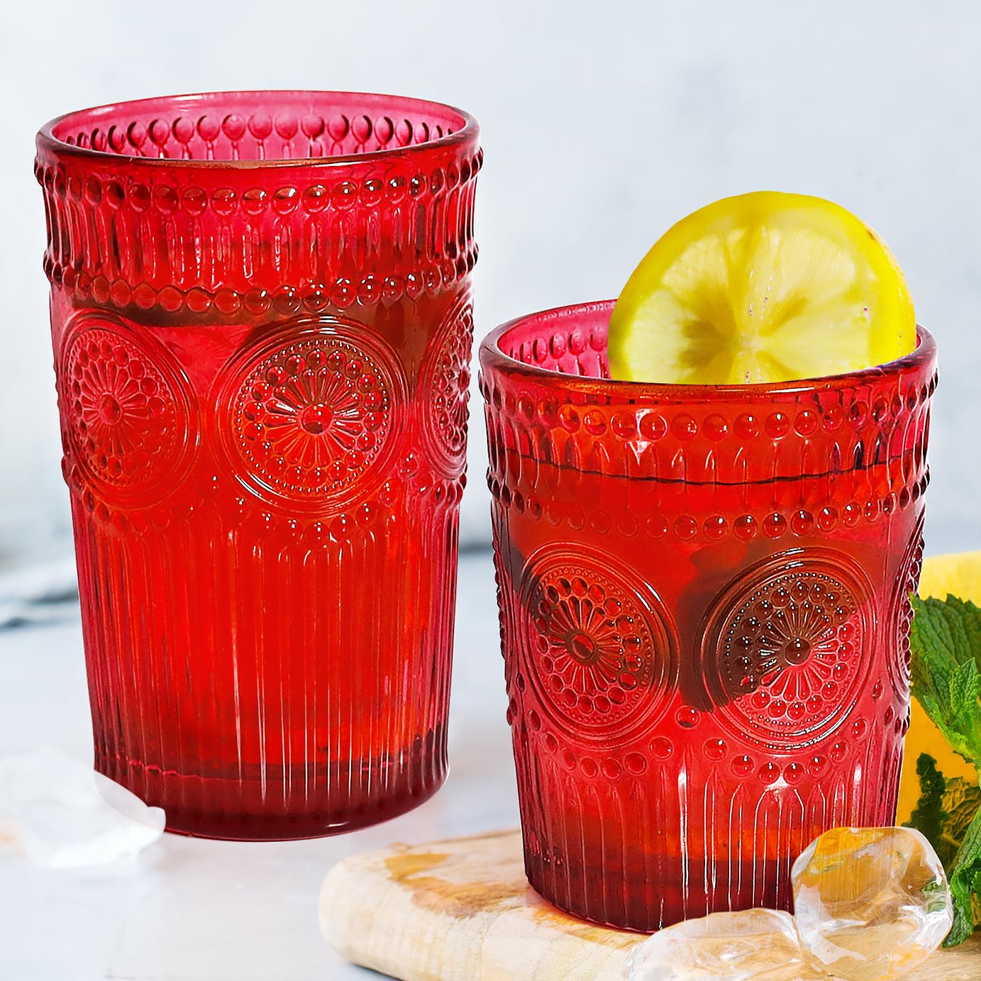 Vaso Loivttvv retro con relieve y girasol para bebidas