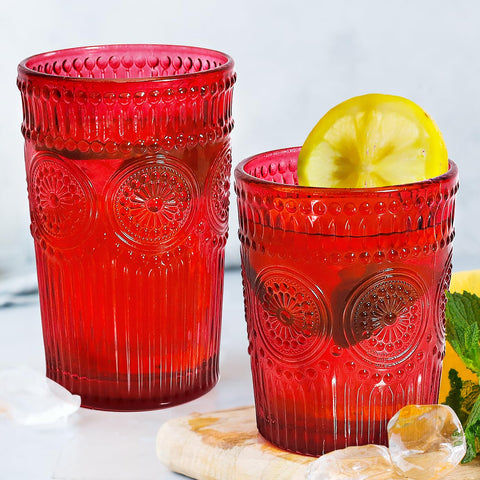 Vaso Loivttvv retro con relieve y girasol para bebidas