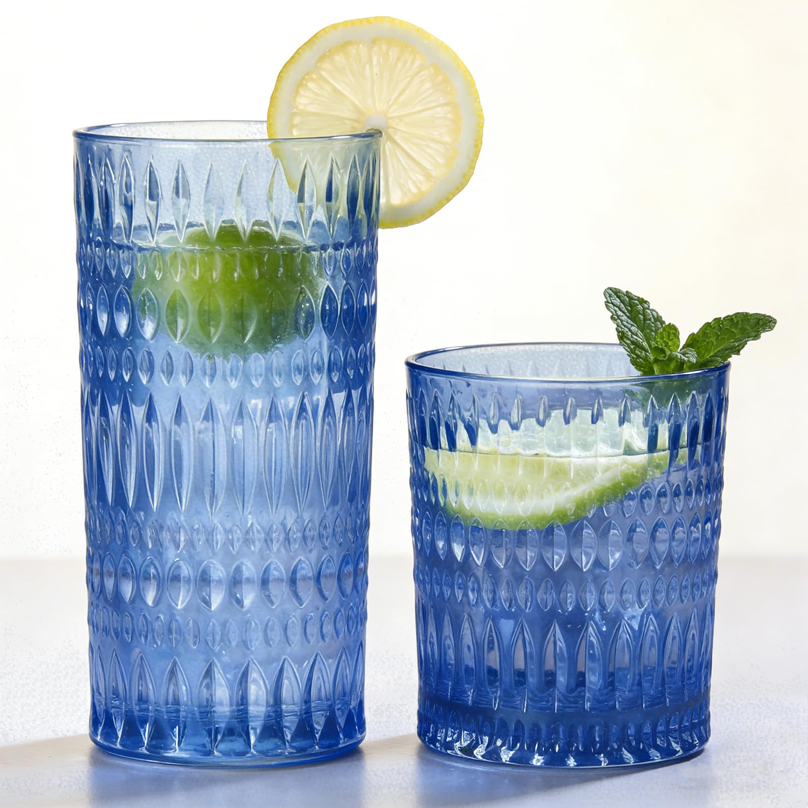 Loivttvv vasos vintage con nodulos acanalados, ideales para agua y cocteles.