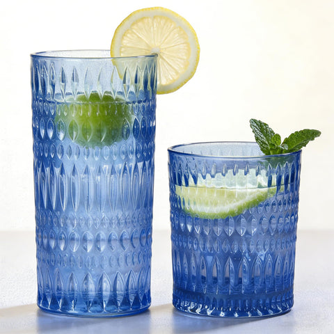 Loivttvv vasos vintage con nodulos acanalados, ideales para agua y cocteles.