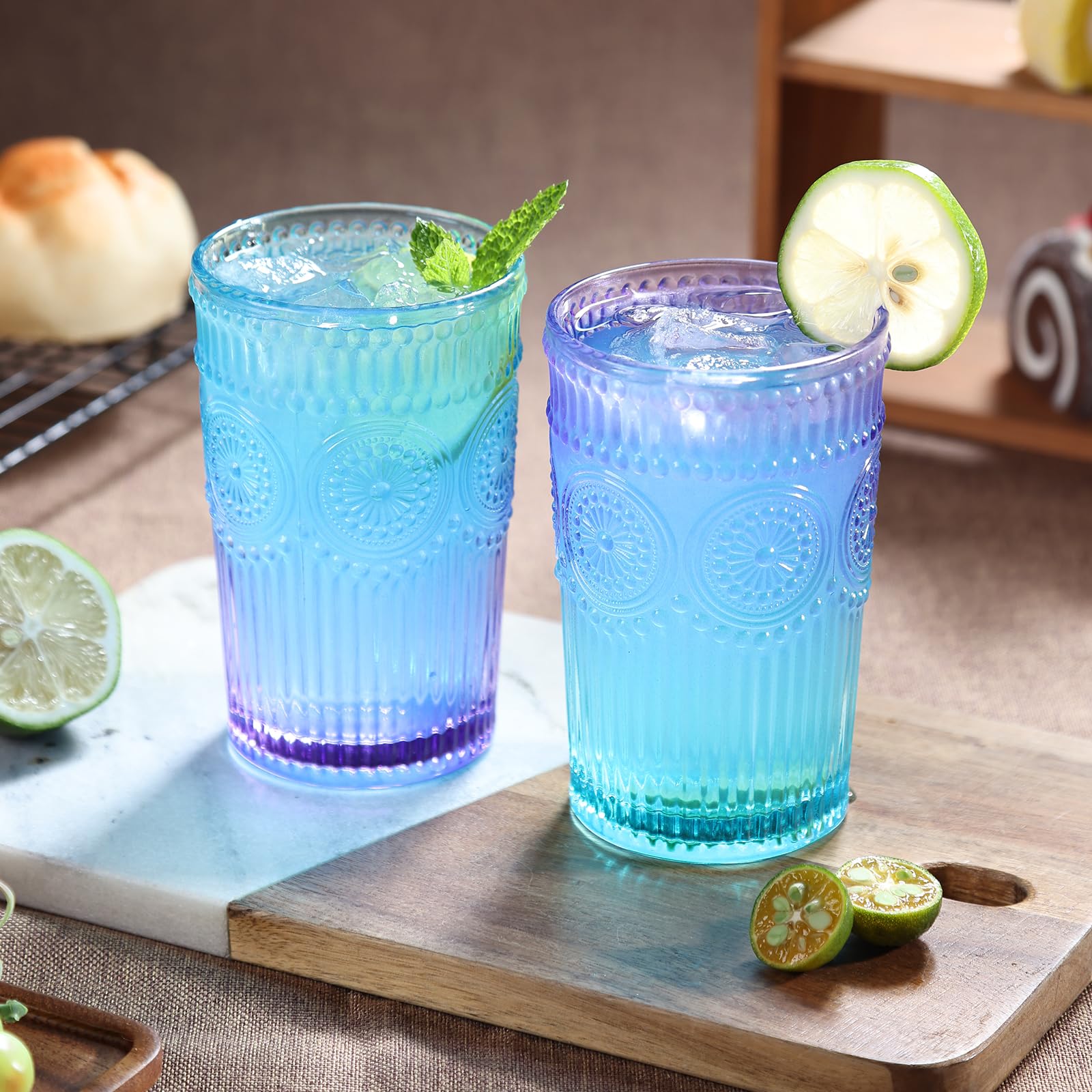 Vaso Loivttvv vintage con ribete y girasol, ideal para cócteles elegantes