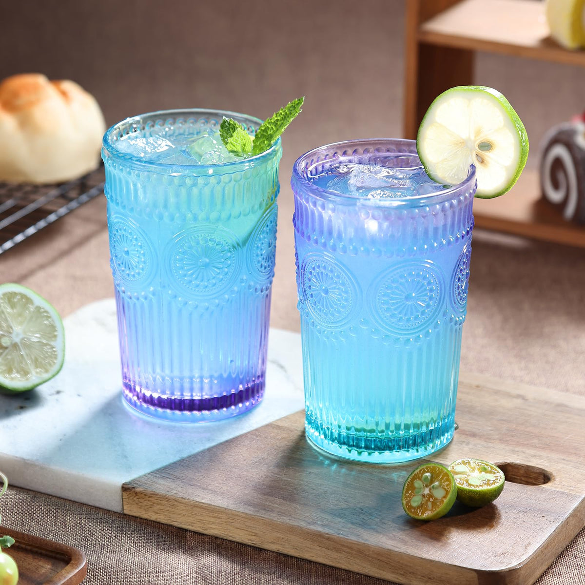 Vaso Loivttvv vintage con ribete y girasol, ideal para cócteles elegantes