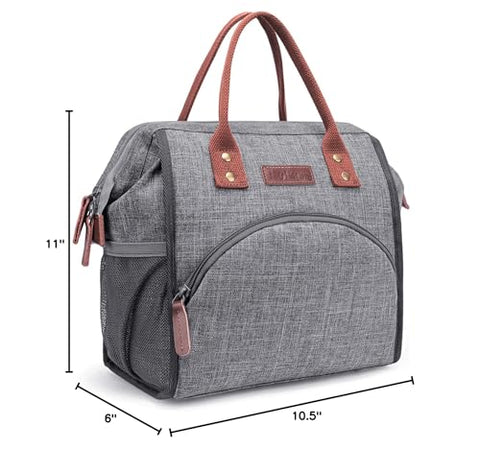 LOKASS bolsa almuerzo gris, asas reforzadas para transporte cómodo
