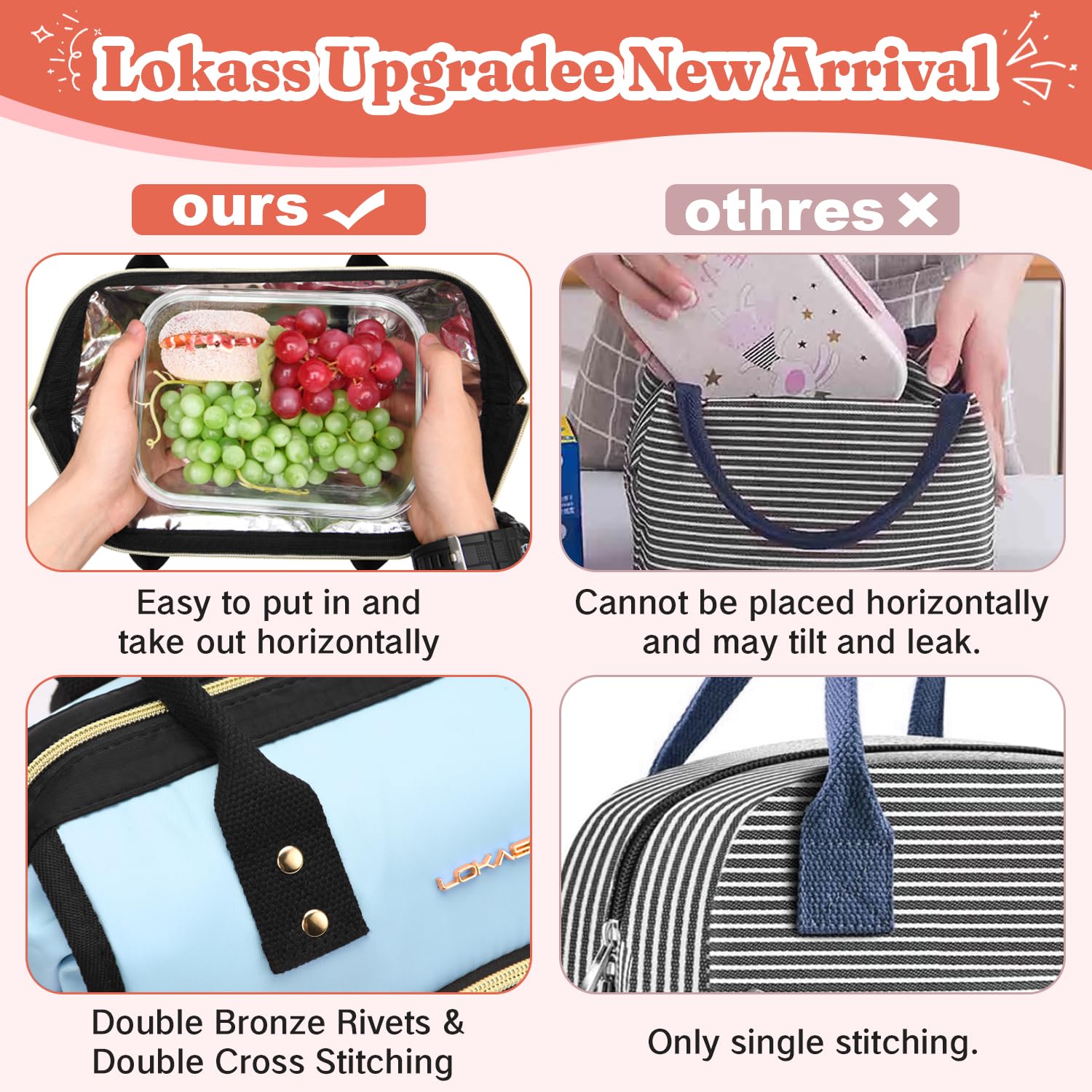 Gran capacidad de la bolsa LOKASS para contener contenedores y bebidas