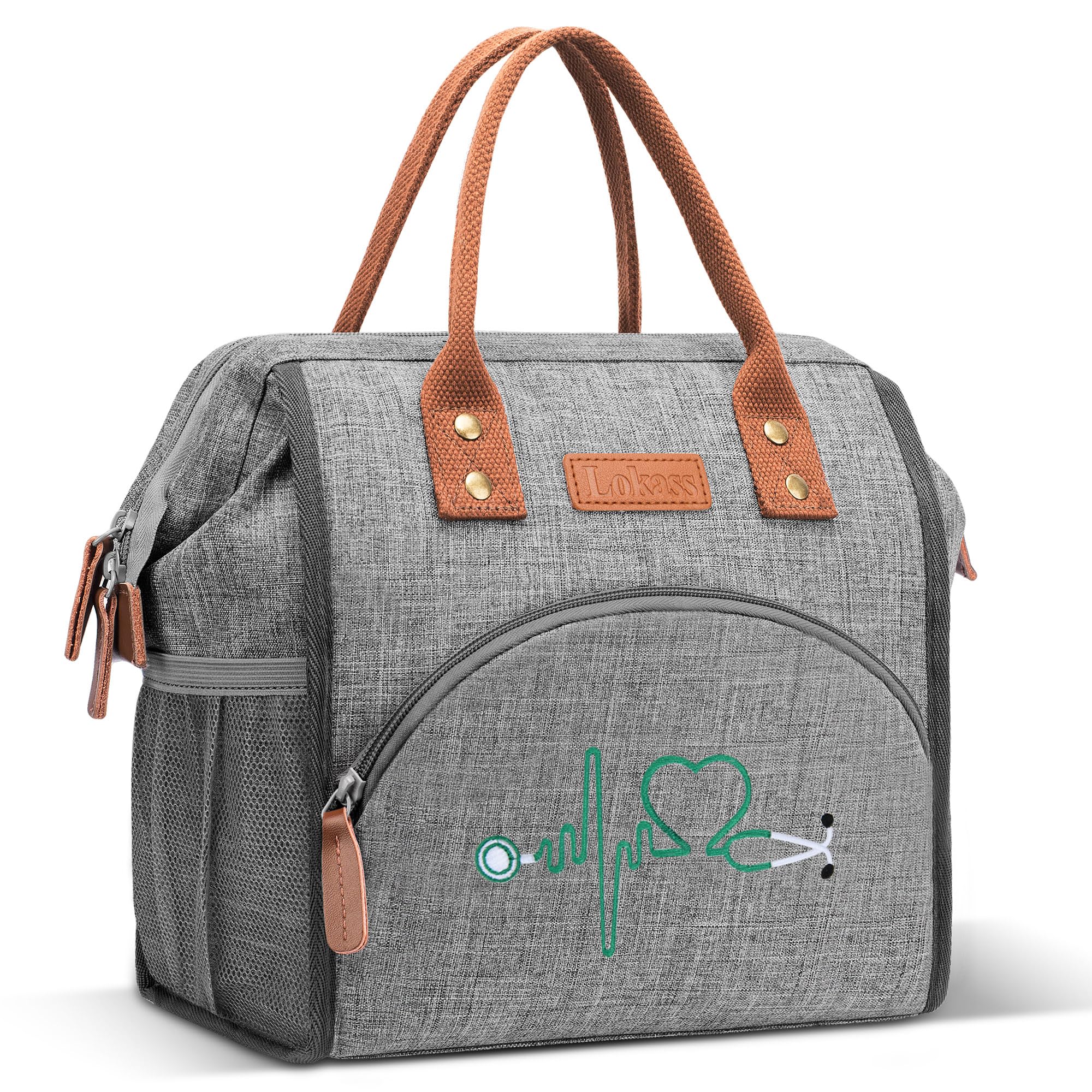 LOKASS bolsa de almuerzo para enfermeras con bordado distintivo, ideal para uso diario