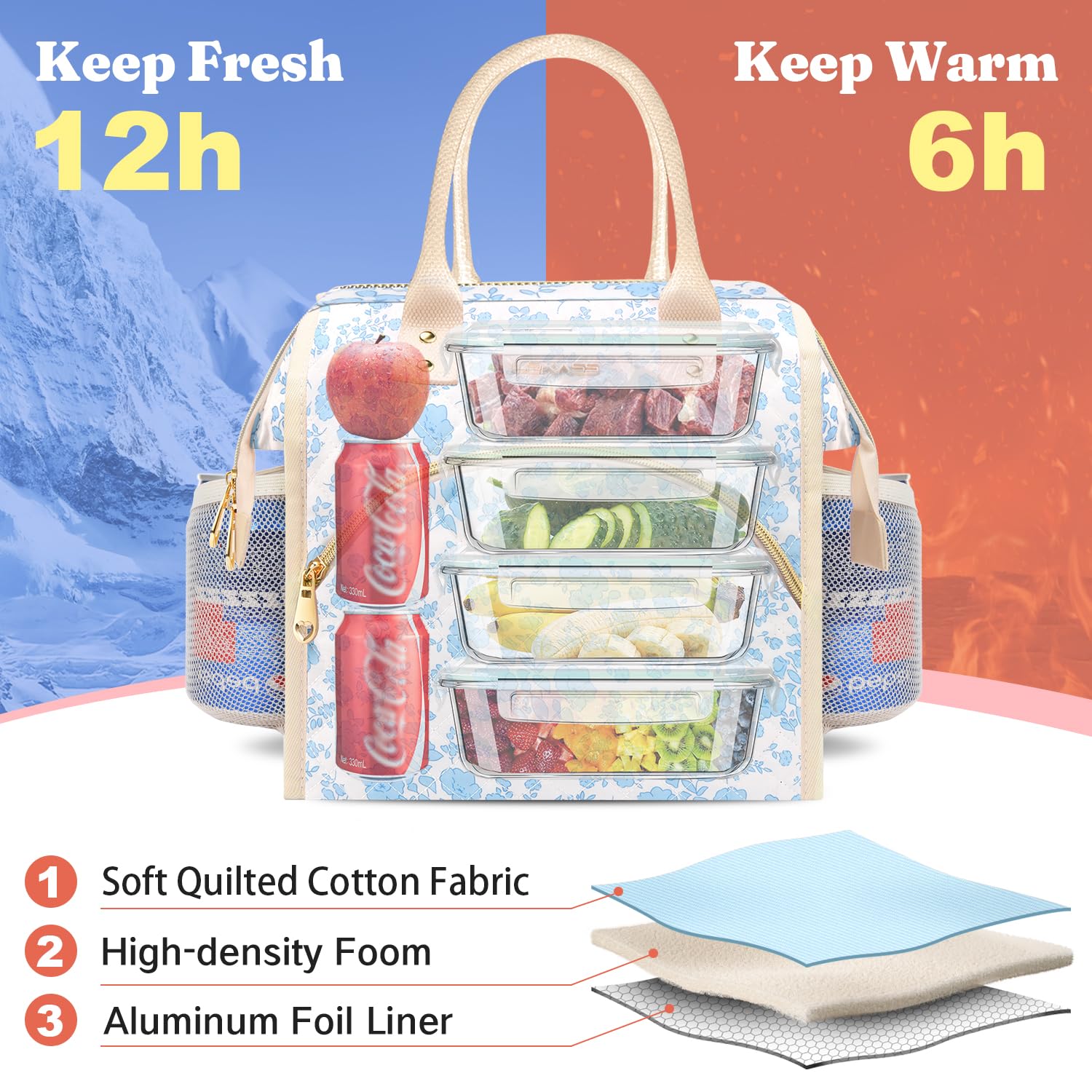 Lokass bolsa lunch uso para trabajo, picnic o senderismo.