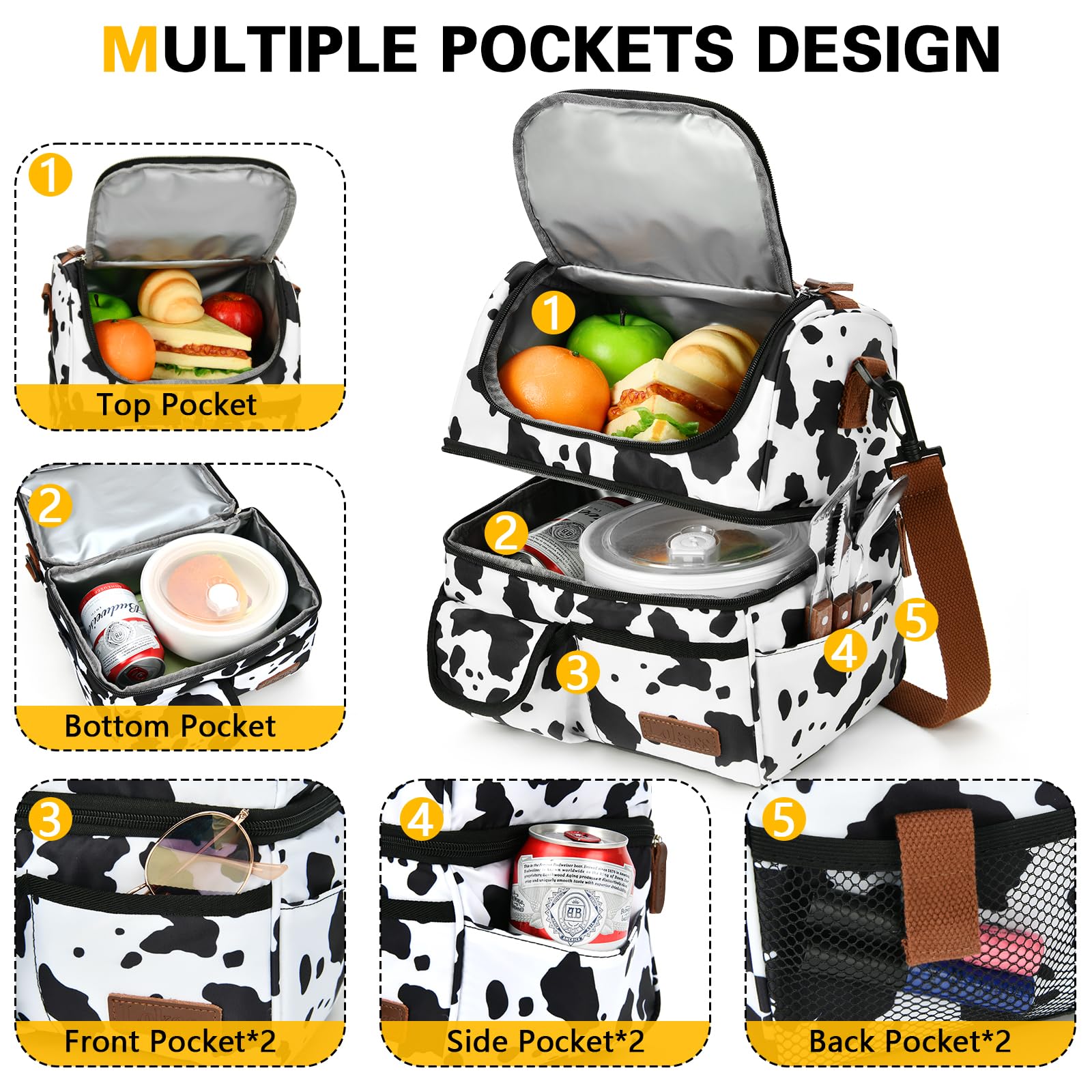 LOKASS Bolsa de Almuerzo con bolsillos prácticos para utensilios y llaves