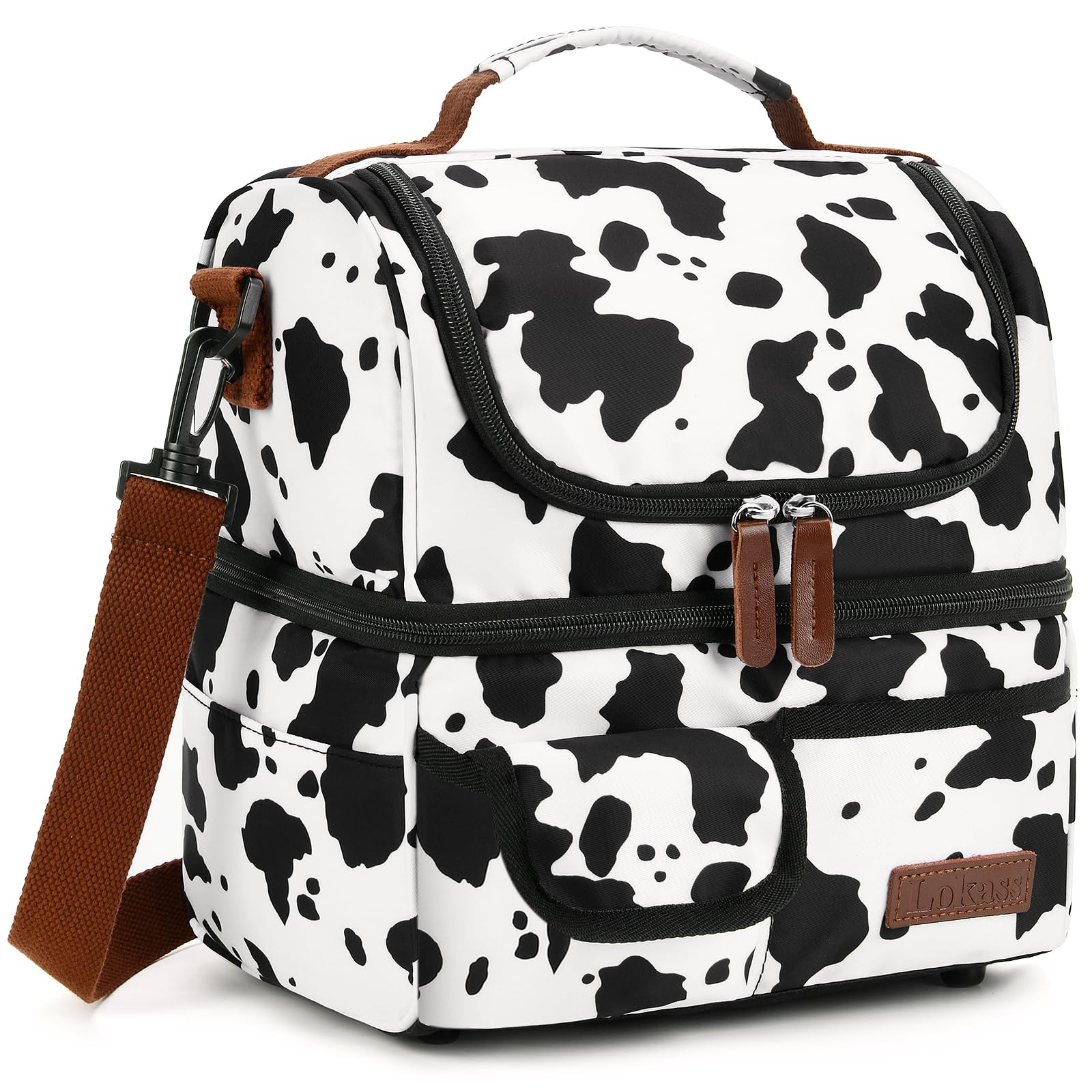 LOKASS Bolsa de Almuerzo imprime-vaca, ideal para llevar el almuerzo con estilo diario