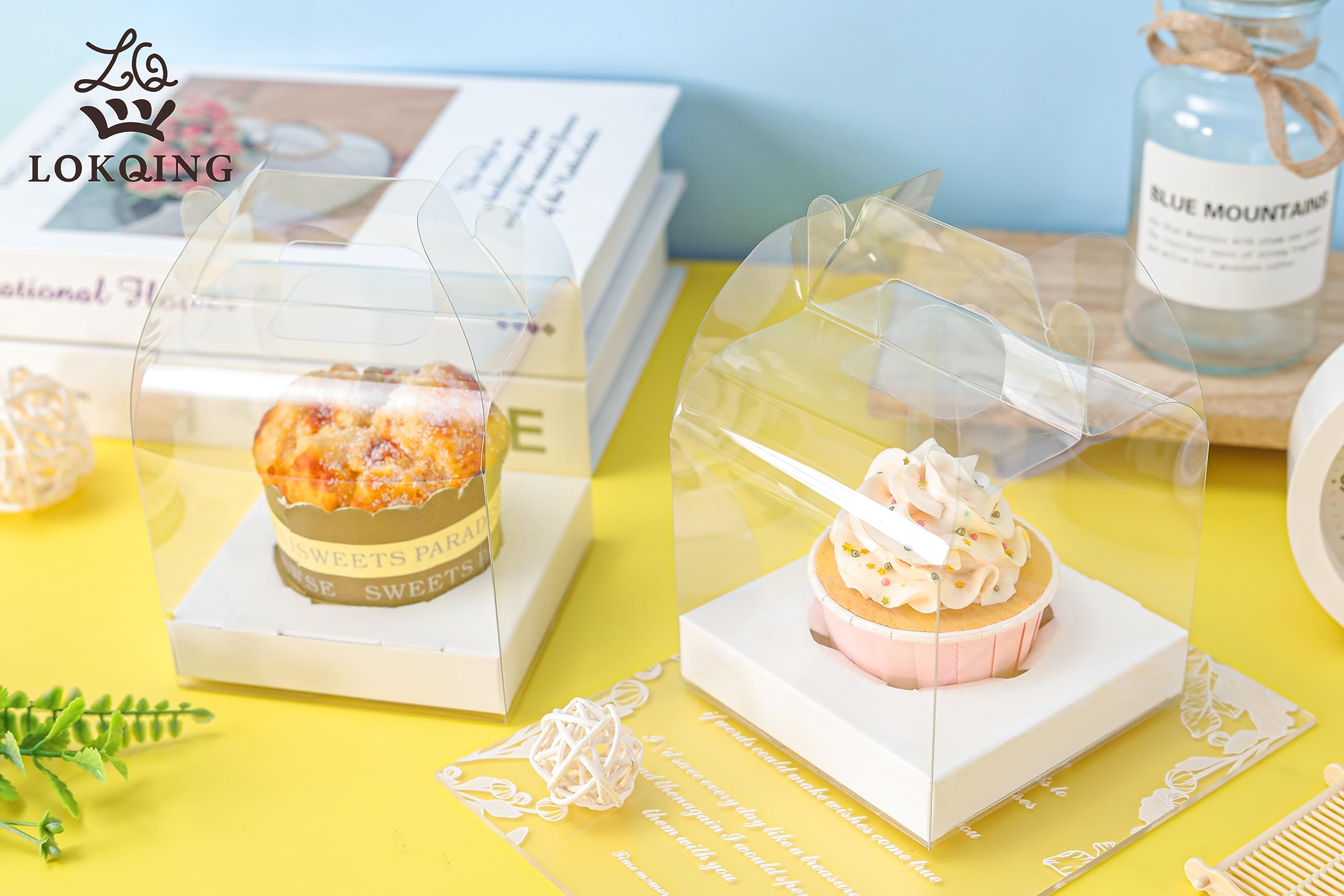 Envase transparente para pastelería que facilita la visibilidad del producto.