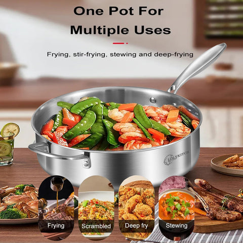 LOLYKITCH sartén tri-ply, horno hasta 500°F, 8-10 pulgadas