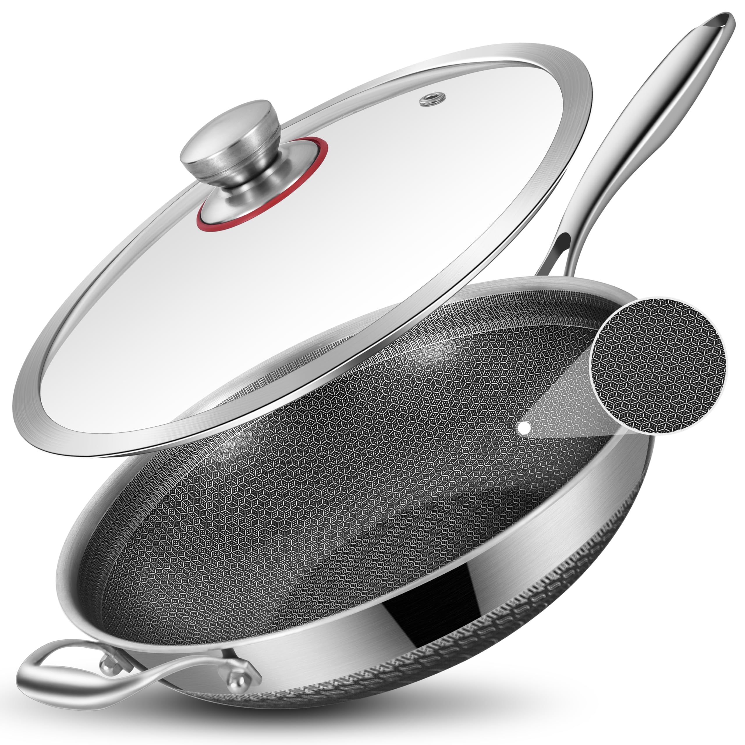 LOLYKITCH wok 13 pulgadas con tapa para salteados uniformes