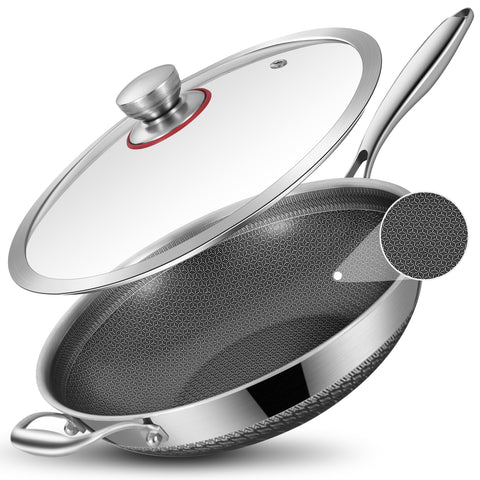 LOLYKITCH wok 13 pulgadas con tapa para salteados uniformes