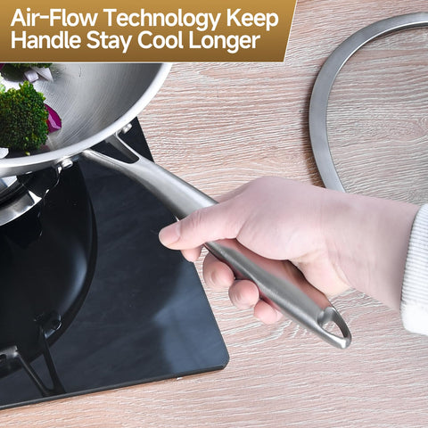 LOLYKITCH wok con mango desmontable para almacenamiento compacto y manejo seguro.