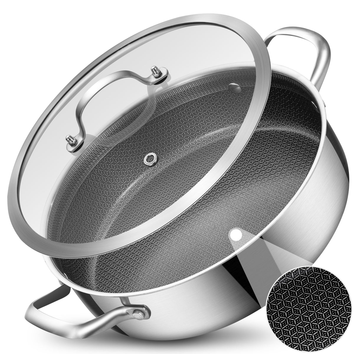 LOLYKITCH sartén de saltear con superficie híbrida cerámica antiadherente para cocinar sin pegar