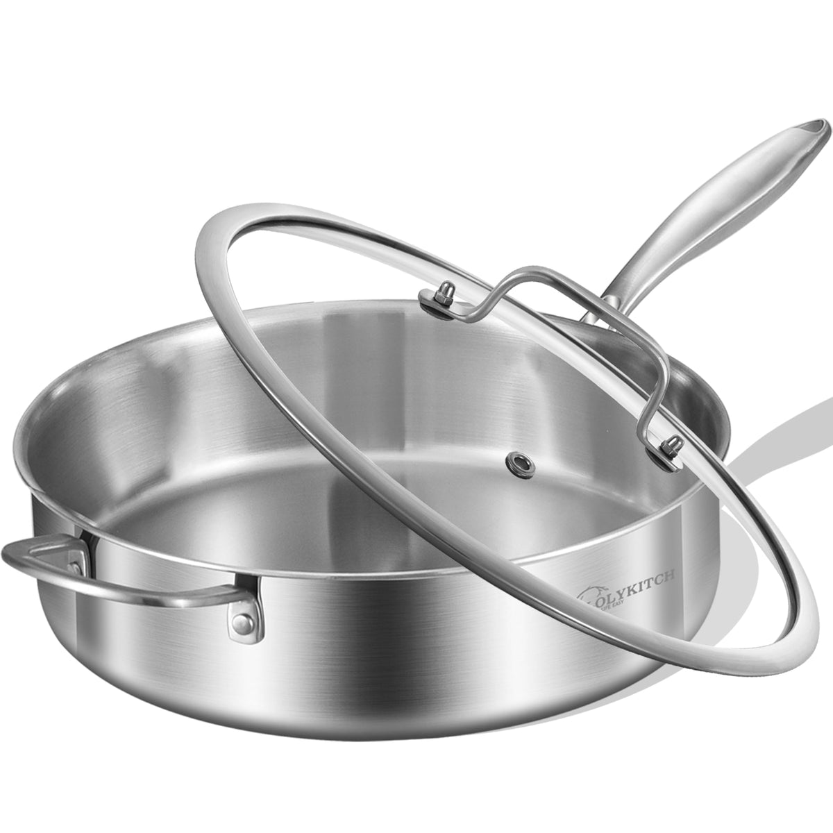 Lolykitch sarten triple capa 5-5qt con tapa, distribución uniforme del calor