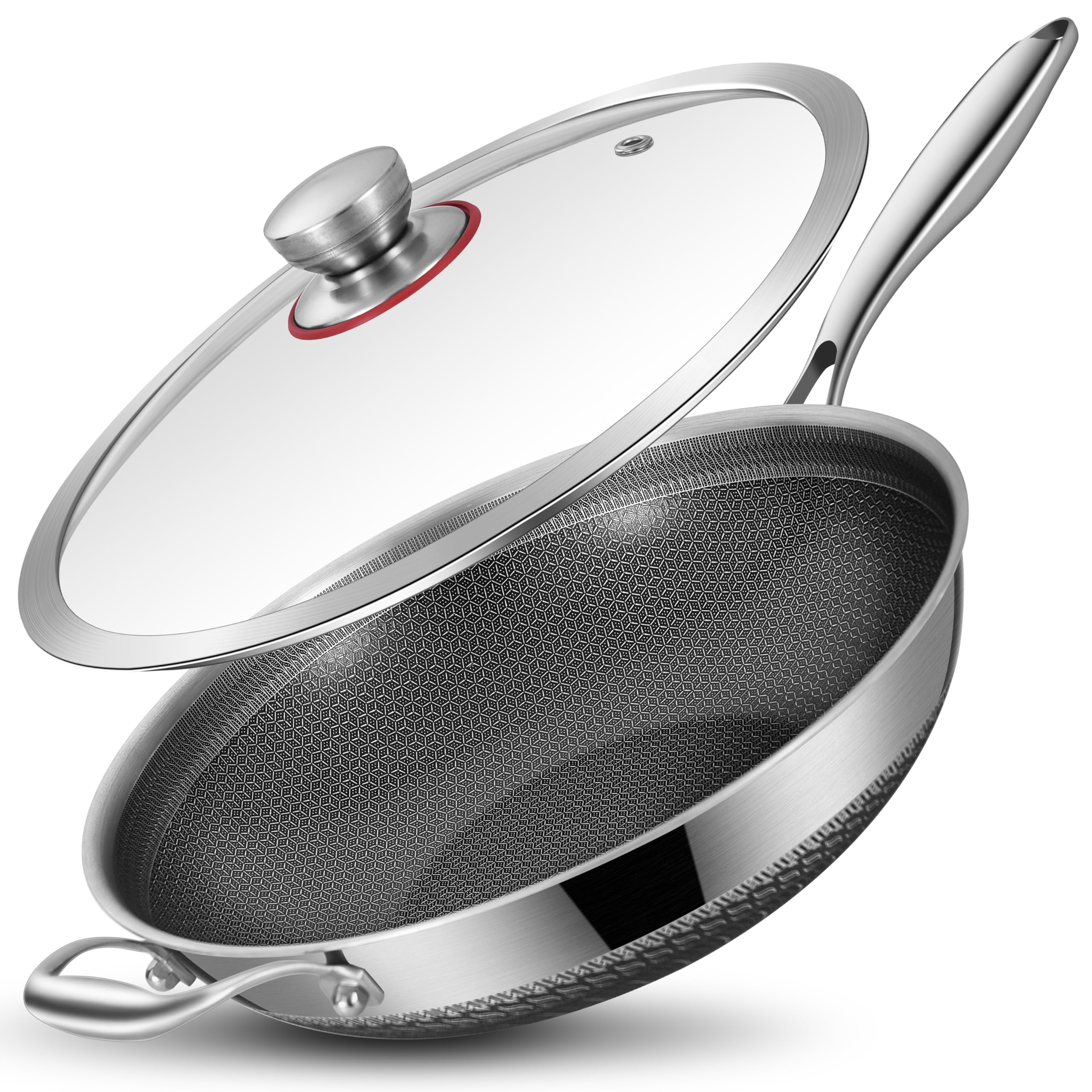 Wok hibrido LOLYKITCH 12 pulgadas con tapa para saltear de forma uniforme