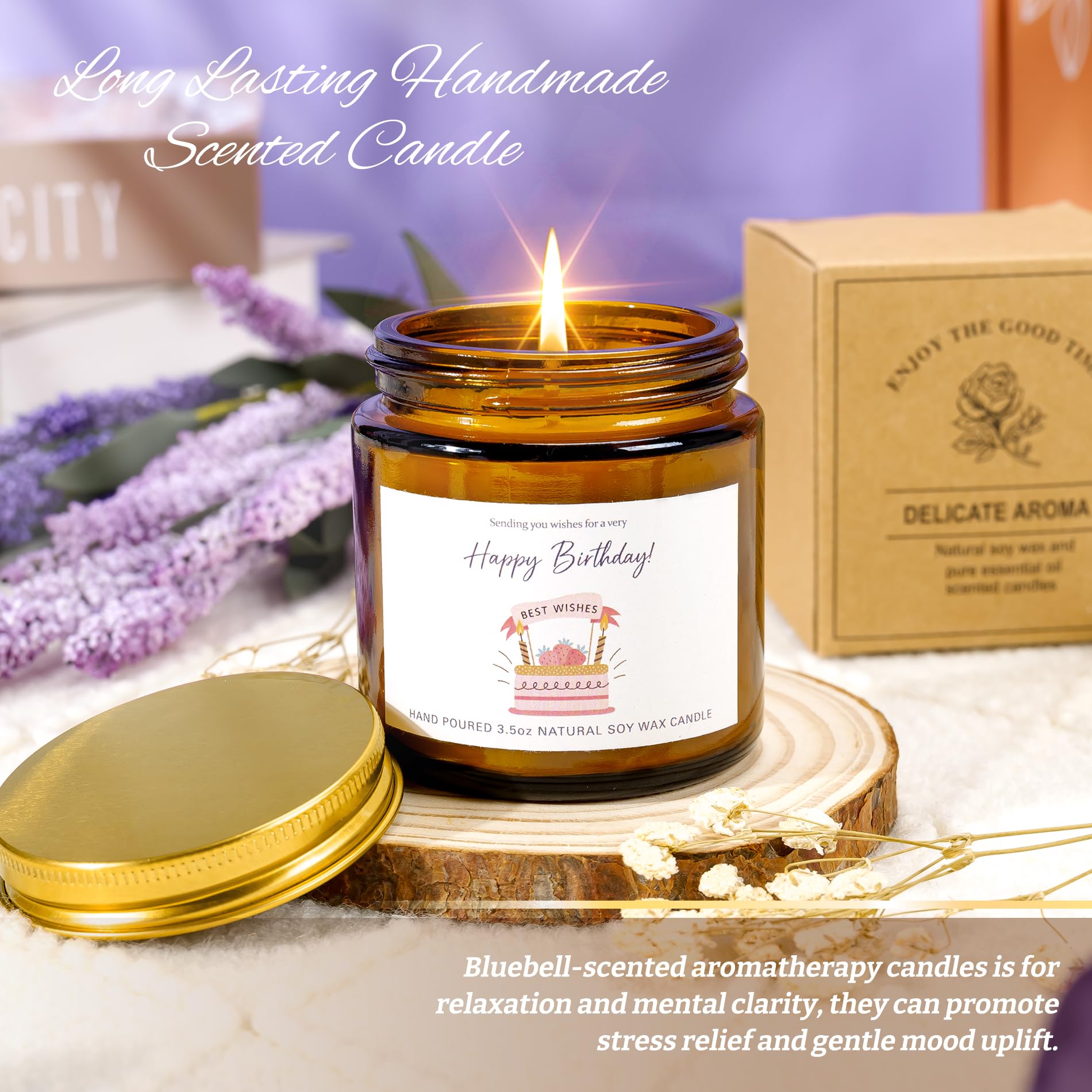 LOMEVE vela aromatica campanilla azul para crear ambiente relajante.