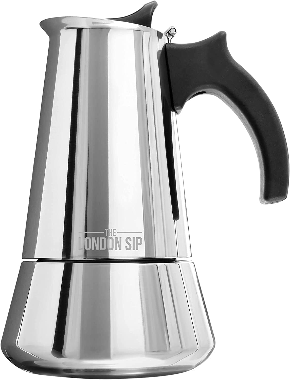 London Sip cafetera moka acero inoxidable, cuerpo robusto para espresso puro