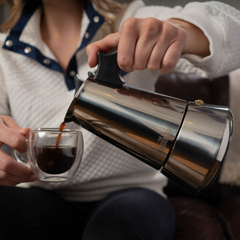 London Sip cafetera moka diseño italiano moderno, acabado elegante