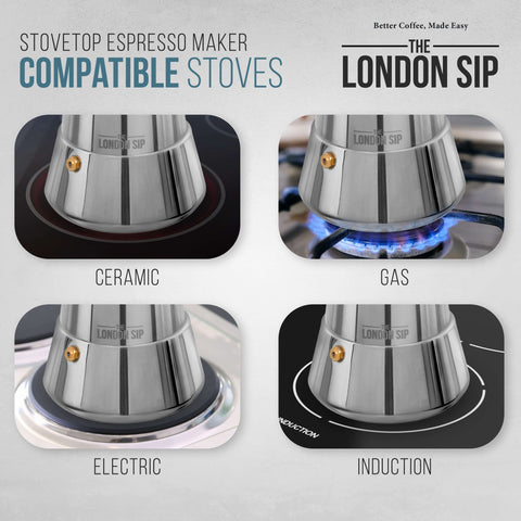 London Sip cafetera moka manija grande, manejo cómodo y seguro