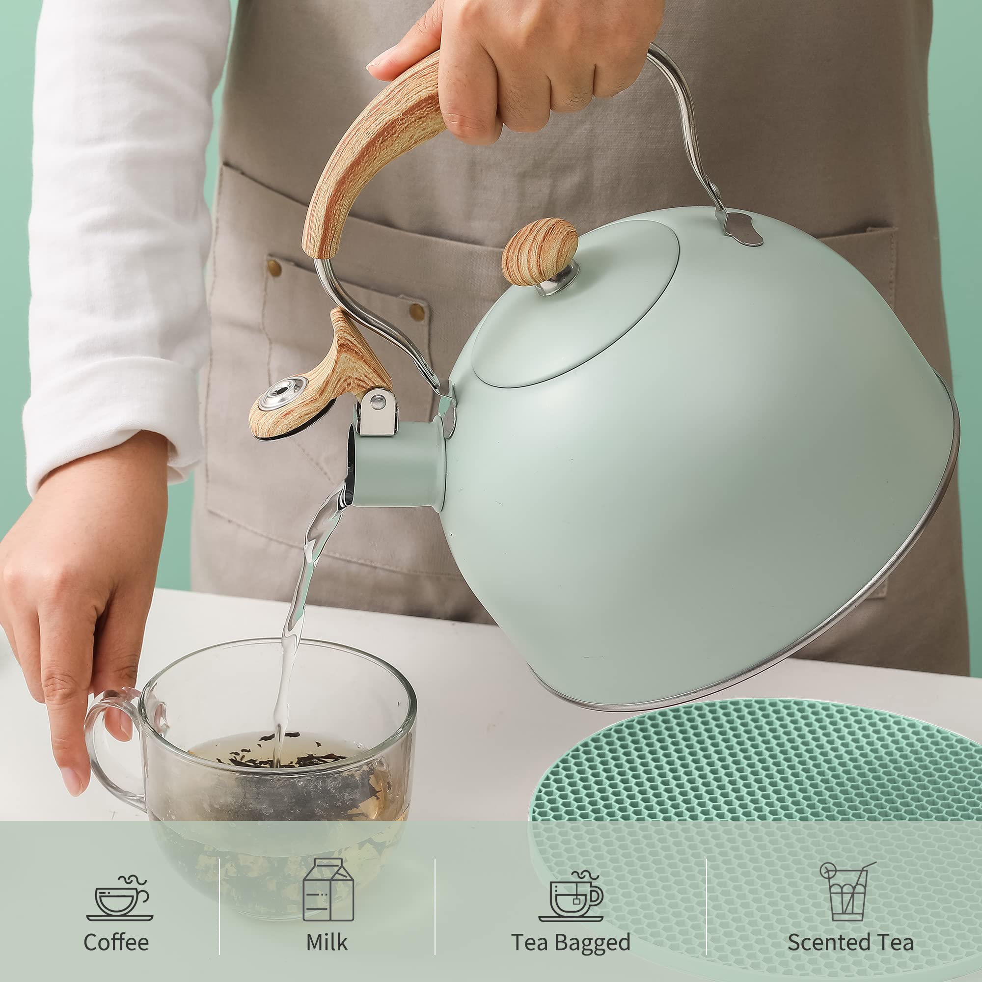 Hervidor Lonffery apto para inducción, gas y cocinas eléctricas.