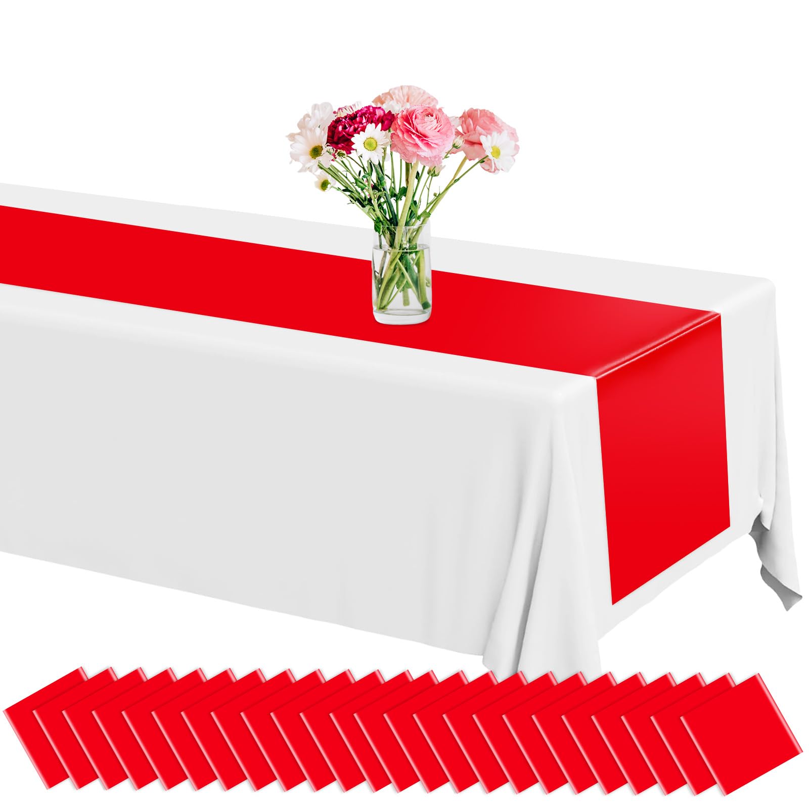 Lonfliness corredor de mesa rojo 14x108 pulgadas, ideal para bodas con decoración elegante.