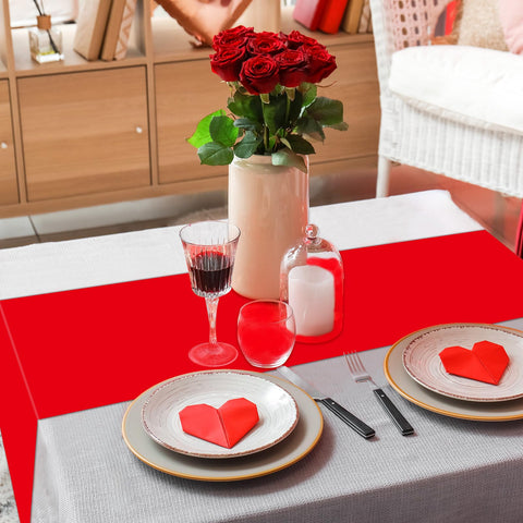 Lonfliness corredor de mesa rojo para banquete, acabado limpio y práctico.