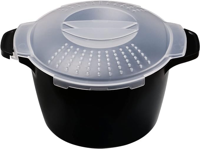 Longmann chef vaporera para microondas de 2 cuartos preparando verduras al vapor