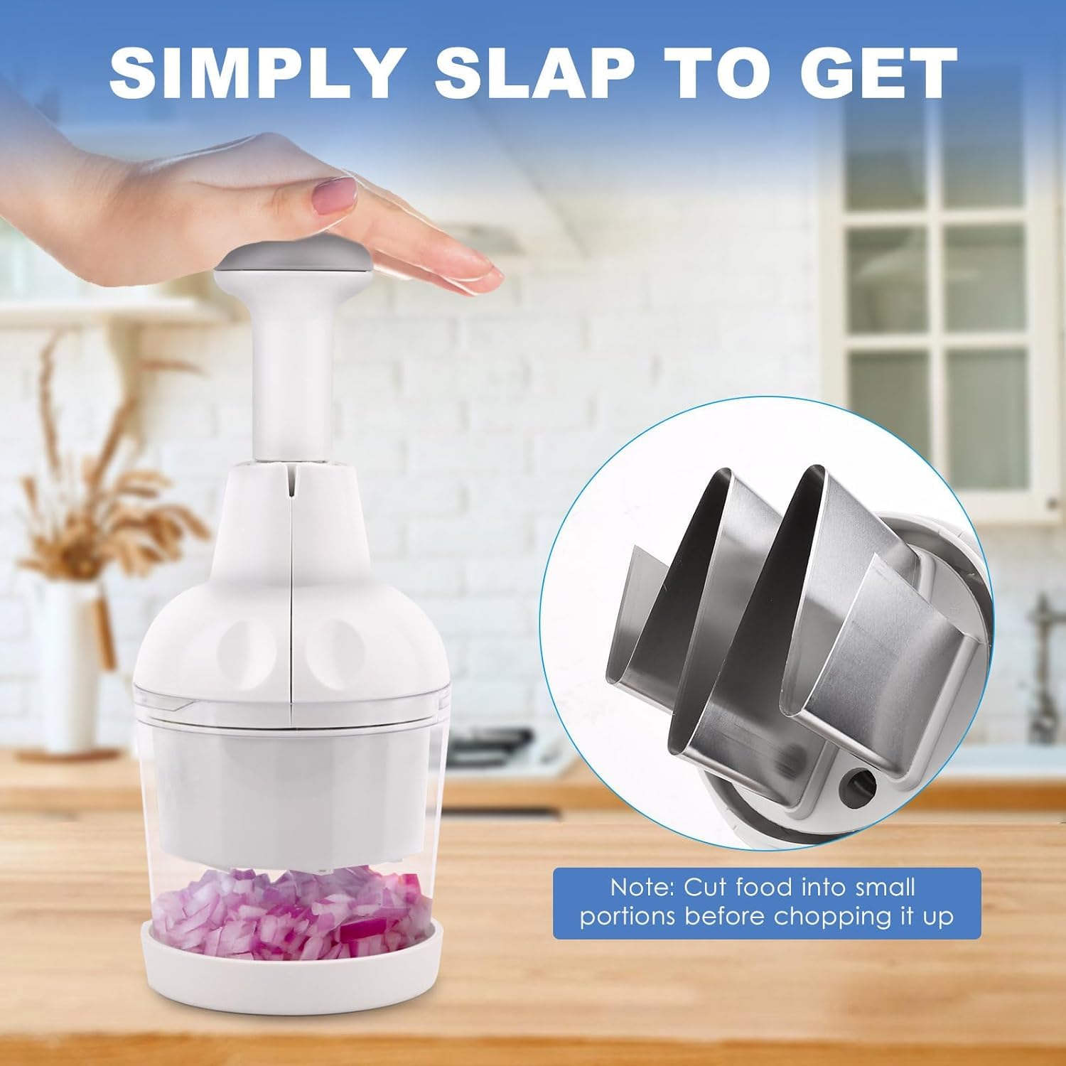Longmann picadora de alimentos tamaño compacto, ideal para cocinas pequeñas.