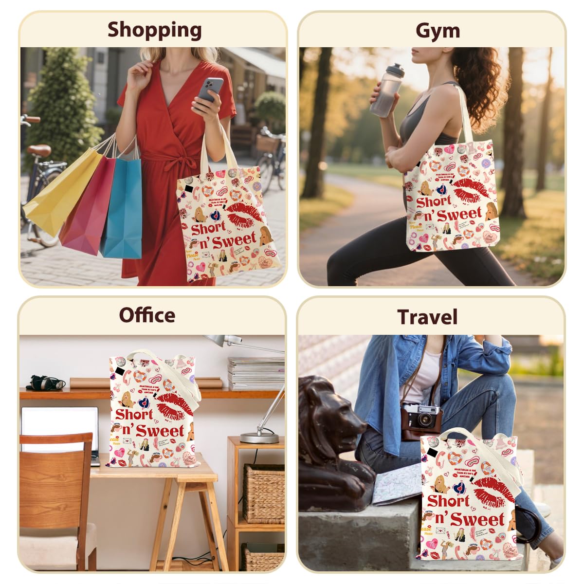 LONGXIN Sabrina Merch bolso de canvas de gran capacidad para compras y regalos