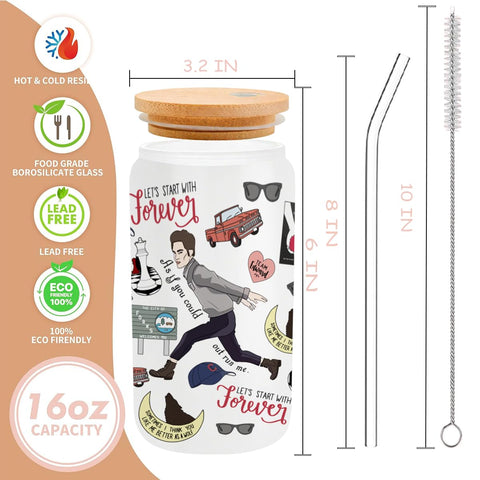 LONGXIN Taza de cristal para bebidas frías o calientes, ideal para café helado o té.