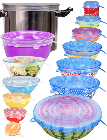 Longzon tapas de silicona 2.6 pulgadas cubren tazones para conservar frescura.